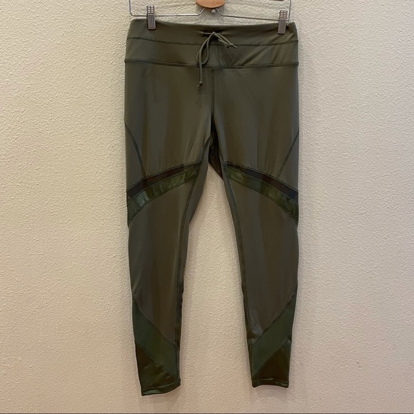 FREE PEOPLE MOVEMENT olive green mesh satin tights - Picture 2 of 11